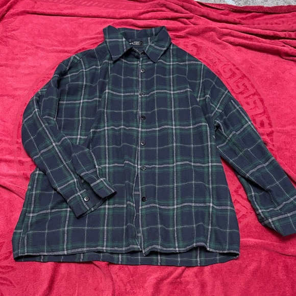 SHEIN Dark Green and Black Plaid Shirt - Picture 1 of 4